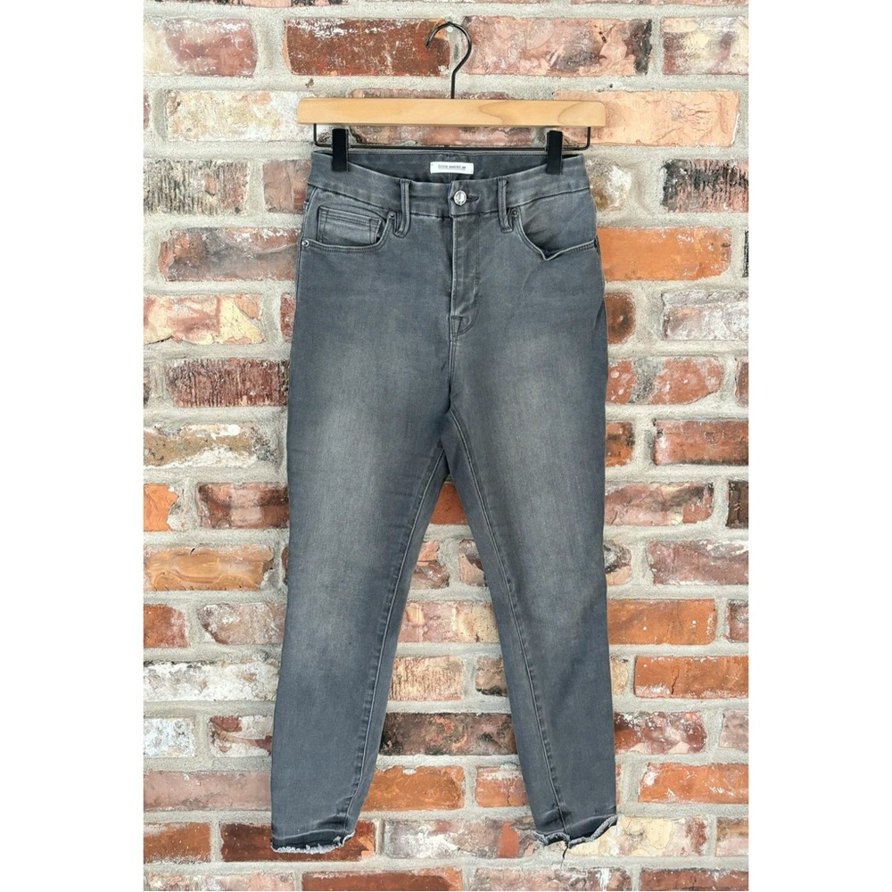 Good American Gray Good Legs Crop High Rise Skinny Jeans